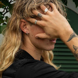 Model showcasing Billie Jo earrings and matching bracelet