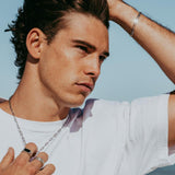 Model posing with Billie Jo's latest necklace collection