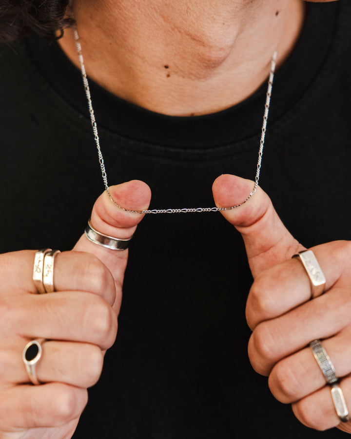 Studio portrait of Billie Jo jewelry model wearing layered necklaces v2